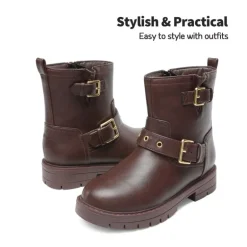 Girls Water-Resistant Zipper Ankle Boots