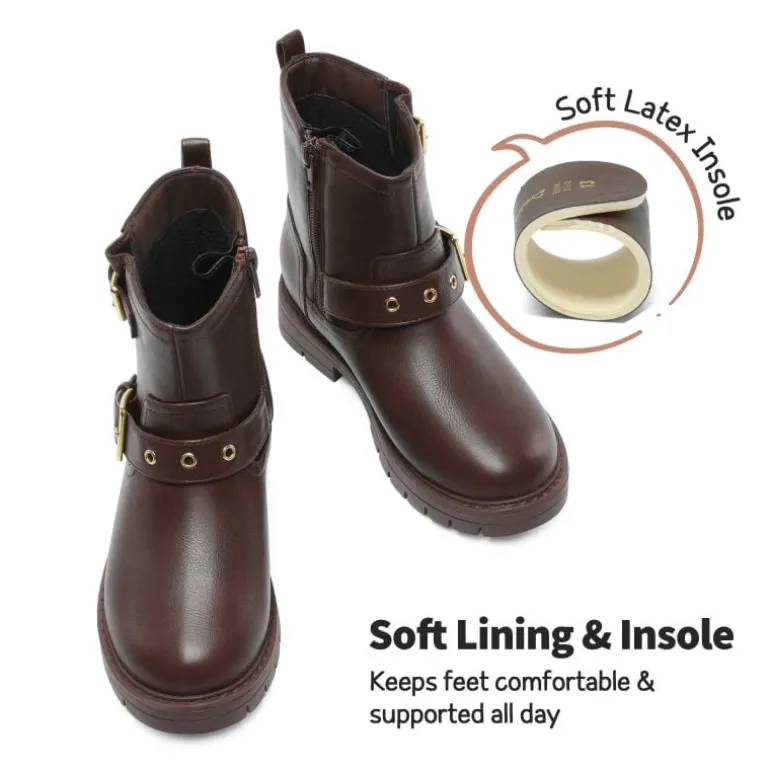 Girls Water-Resistant Zipper Ankle Boots
