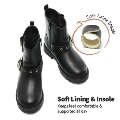Girls Water-Resistant Zipper Ankle Boots