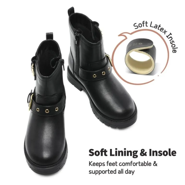 Girls Water-Resistant Zipper Ankle Boots