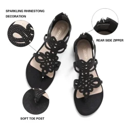 Gladiator Rhinestones Flat Sandals