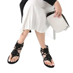 Gladiator Rhinestones Flat Sandals