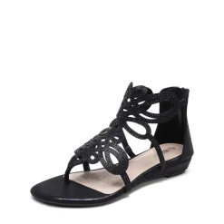 Gladiator Rhinestones Flat Sandals