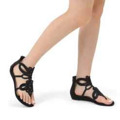 Gladiator Rhinestones Flat Sandals