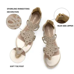 Gladiator Rhinestones Flat Sandals
