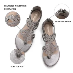 Gladiator Rhinestones Flat Sandals
