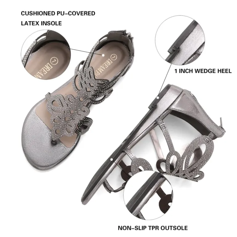 Gladiator Rhinestones Flat Sandals
