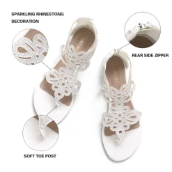 Gladiator Rhinestones Flat Sandals