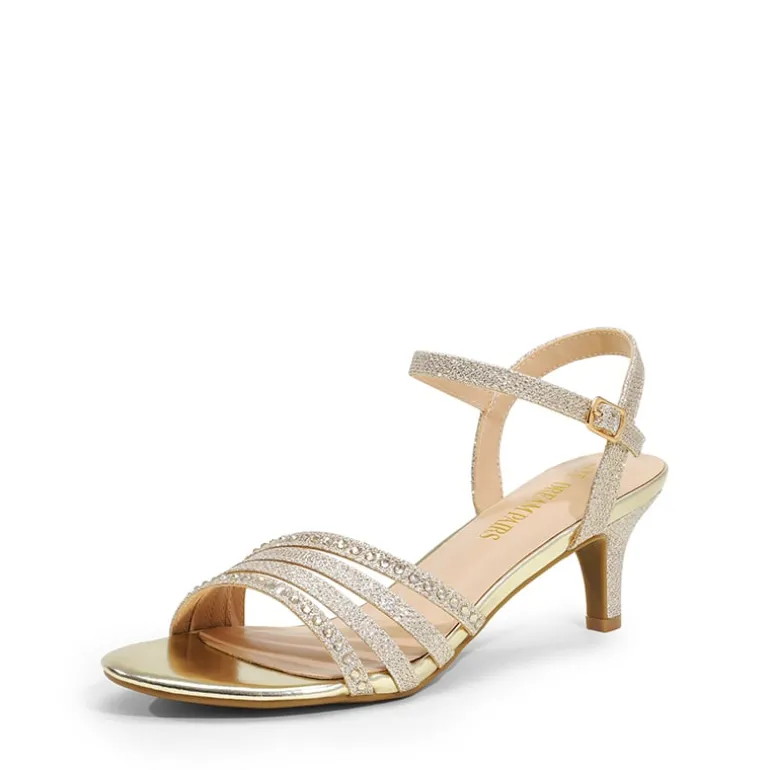 Glitter Rhinestone Low Kitten Heels