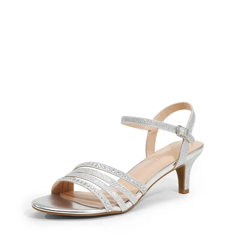 Glitter Rhinestone Low Kitten Heels