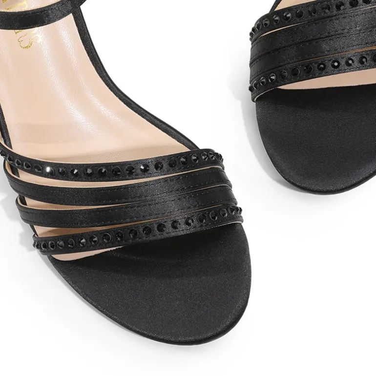Glitter Rhinestone Low Kitten Heels