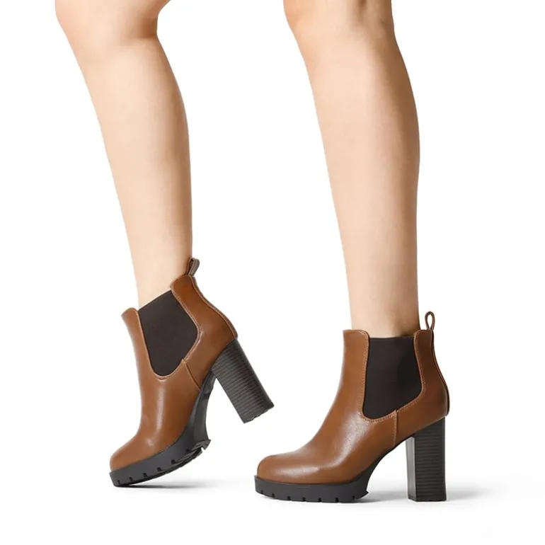 High Heel Chunky Chelsea Boots