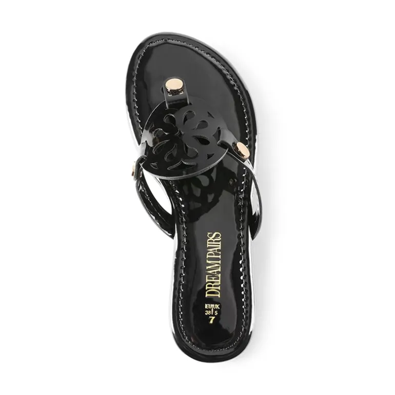 Hollow Cut-Out Thong Flat Sandals
