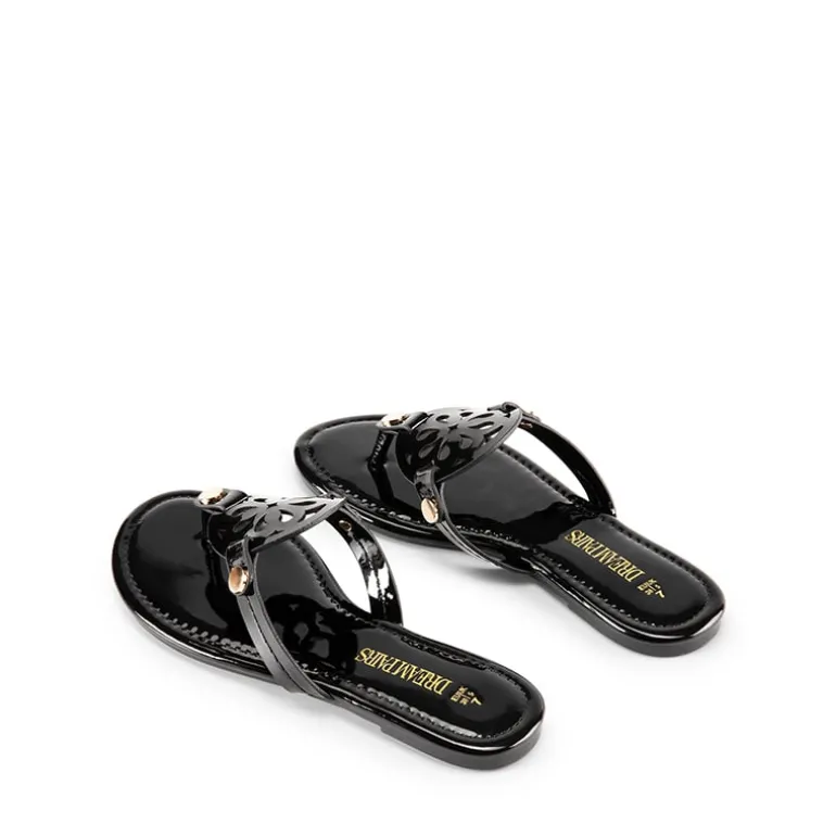 Hollow Cut-Out Thong Flat Sandals