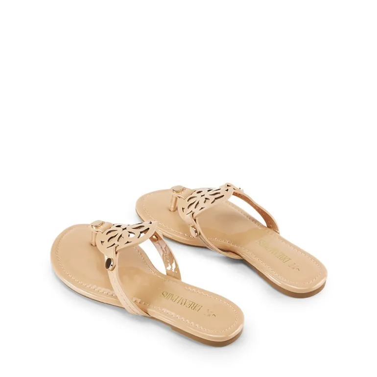 Hollow Cut-Out Thong Flat Sandals
