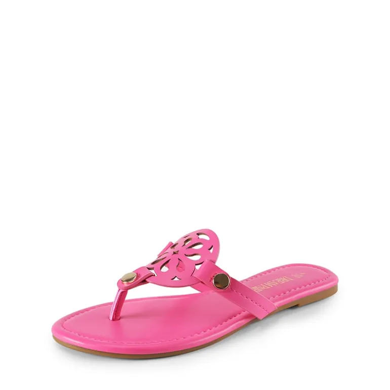 Hollow Cut-Out Thong Flat Sandals