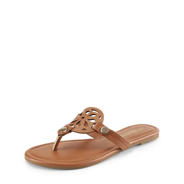 Hollow Cut-Out Thong Flat Sandals
