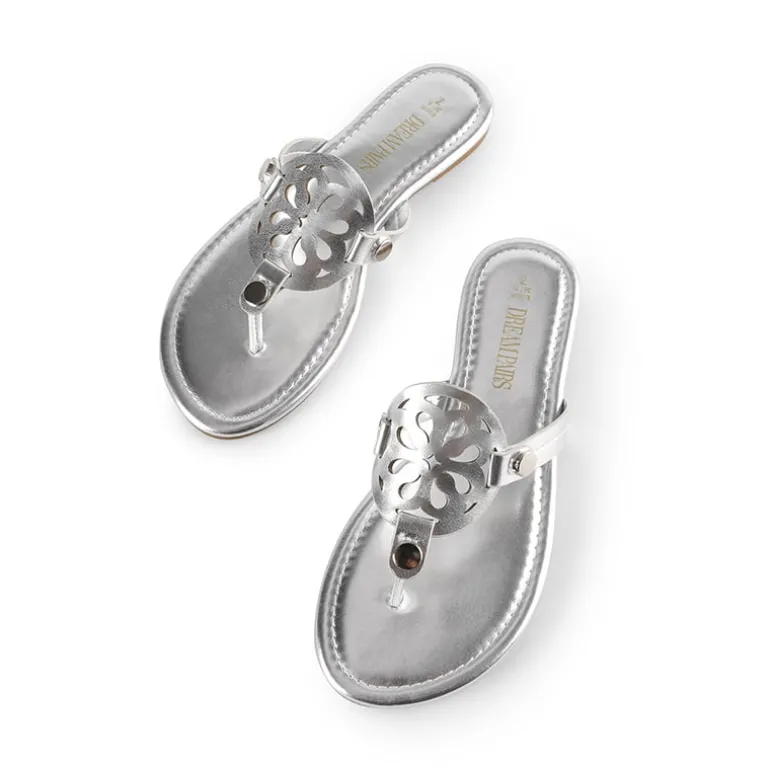 Hollow Cut-Out Thong Flat Sandals