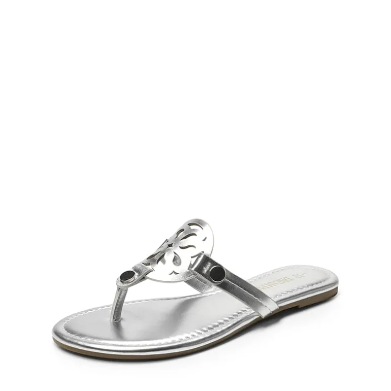 Hollow Cut-Out Thong Flat Sandals