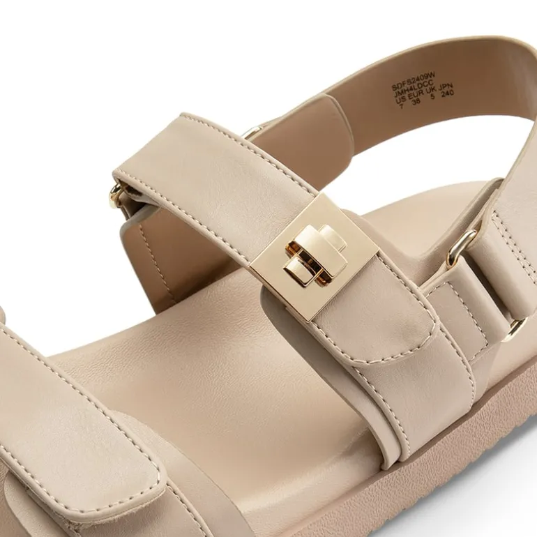 Hook And Loop Straps Flat Sandals