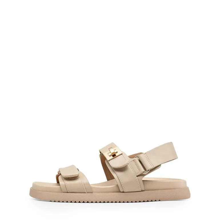 Hook And Loop Straps Flat Sandals