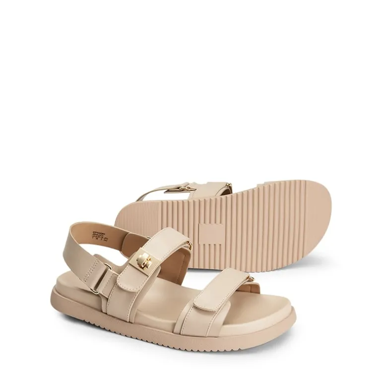 Hook And Loop Straps Flat Sandals