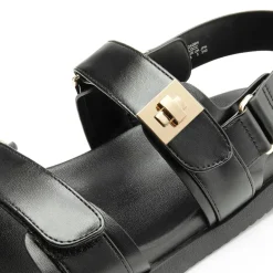 Hook And Loop Straps Flat Sandals
