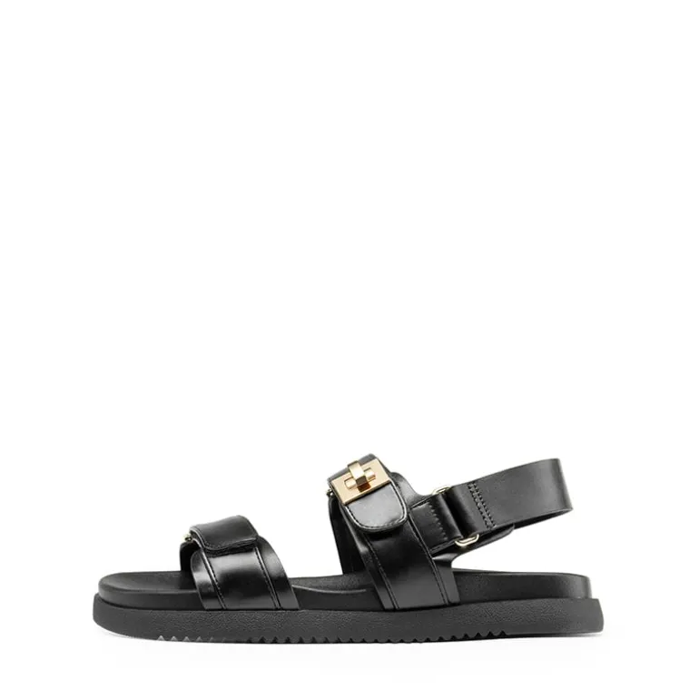 Hook And Loop Straps Flat Sandals