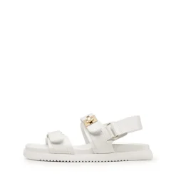 Hook And Loop Straps Flat Sandals