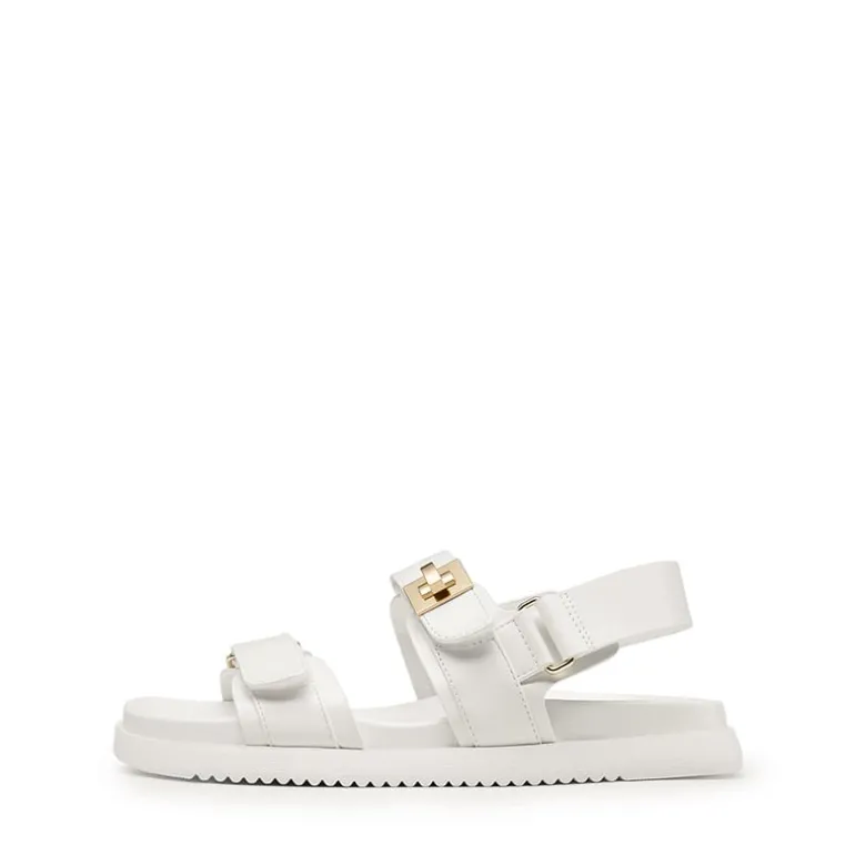 Hook And Loop Straps Flat Sandals