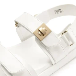 Hook And Loop Straps Flat Sandals