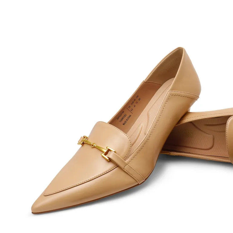 Horsebit Detail Pointed Toe Kitten Heel Pumps