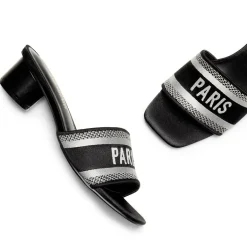 Jacquard Cylindrical Heel Slide Sandals