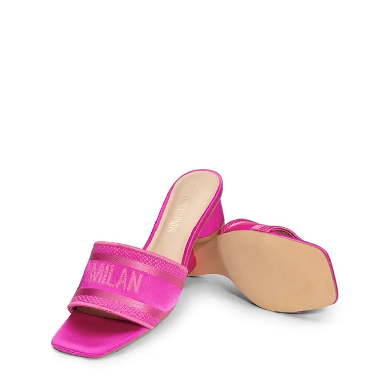 Jacquard Cylindrical Heel Slide Sandals