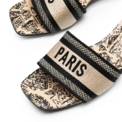 Jacquard Cylindrical Heel Slide Sandals