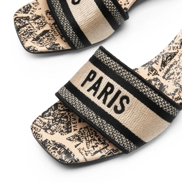 Jacquard Cylindrical Heel Slide Sandals