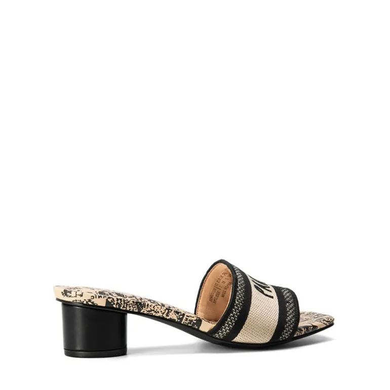Jacquard Cylindrical Heel Slide Sandals