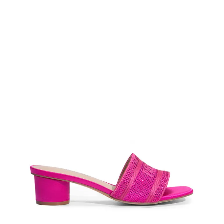 Jacquard Cylindrical Heel Slide Sandals