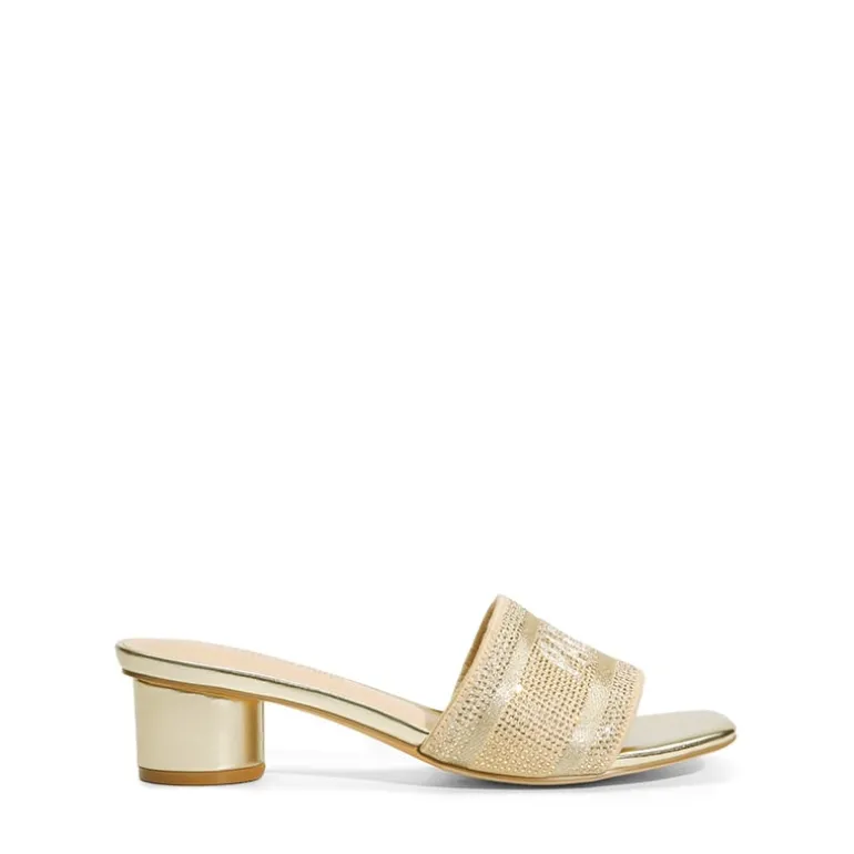 Jacquard Cylindrical Heel Slide Sandals