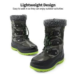 Kids Camouflage Slip Resistant Snow Boots