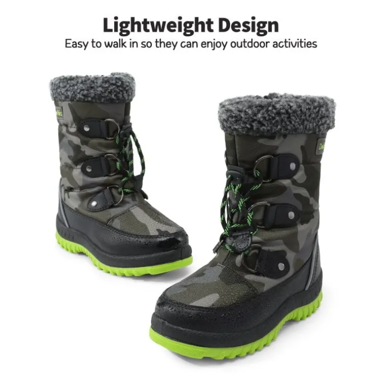 Kids Camouflage Slip Resistant Snow Boots