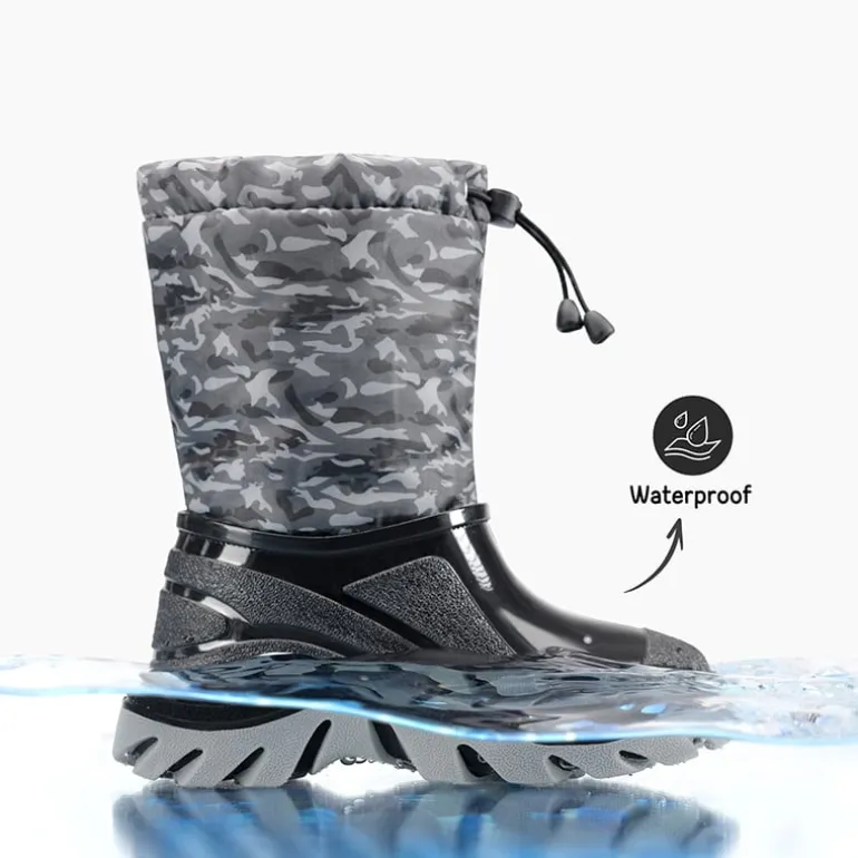 Kids’ Camo Waterproof Winter Snow Boots