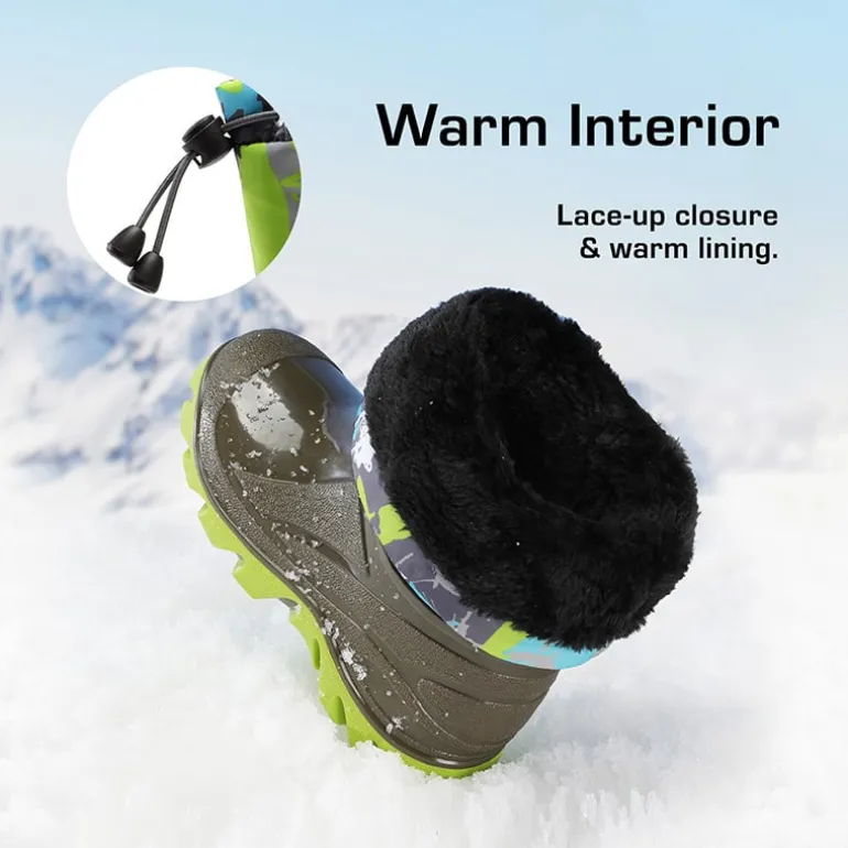 Kids’ Camo Waterproof Winter Snow Boots