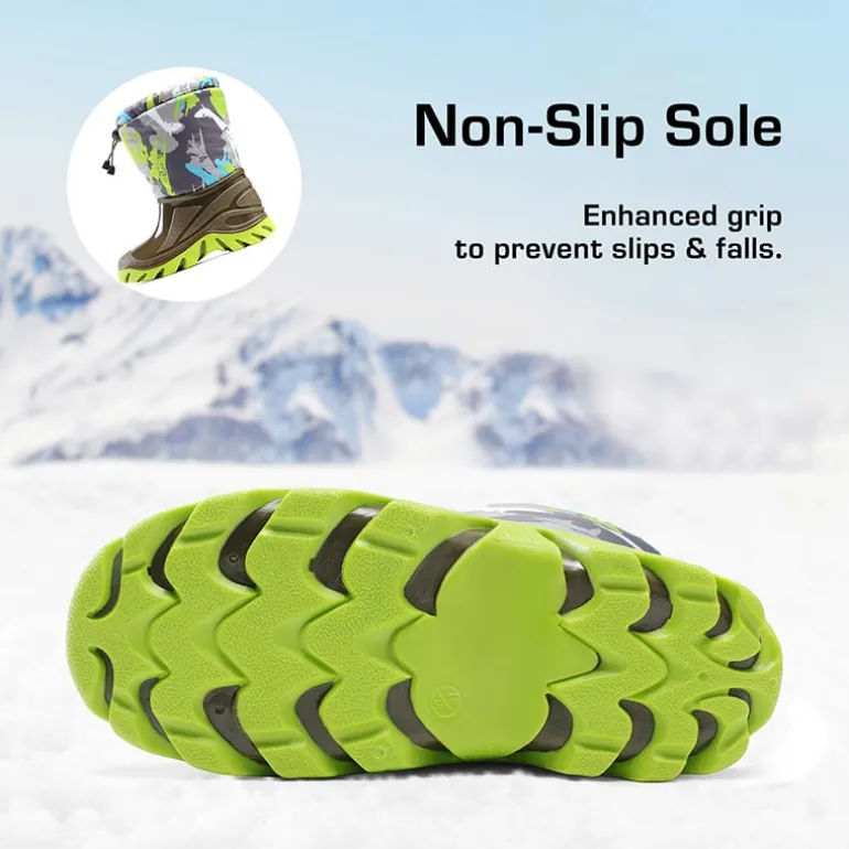 Kids’ Camo Waterproof Winter Snow Boots