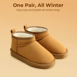 Kids’ Cozy Faux Suede Winter Boots