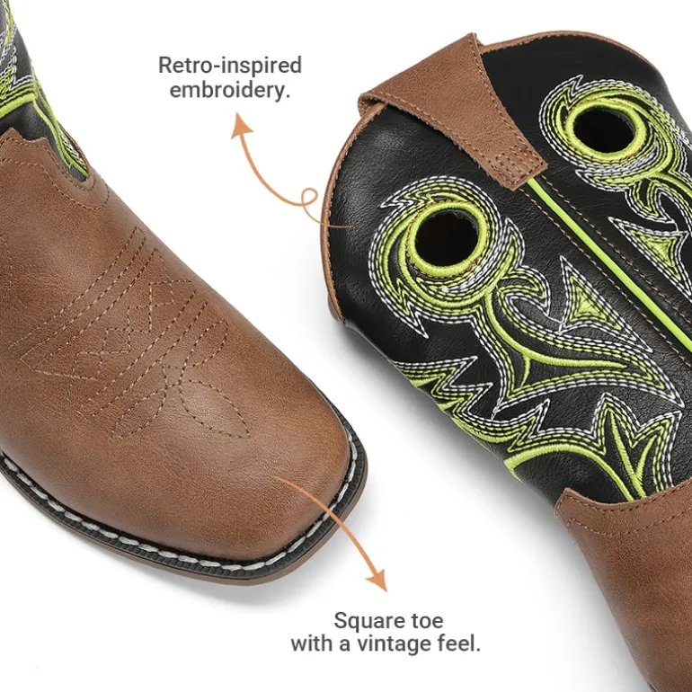Kids’ Embroidered Square Toe Cowboy Boots