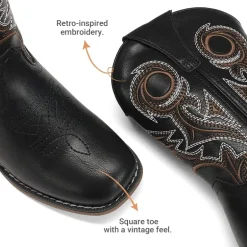 Kids’ Embroidered Square Toe Cowboy Boots