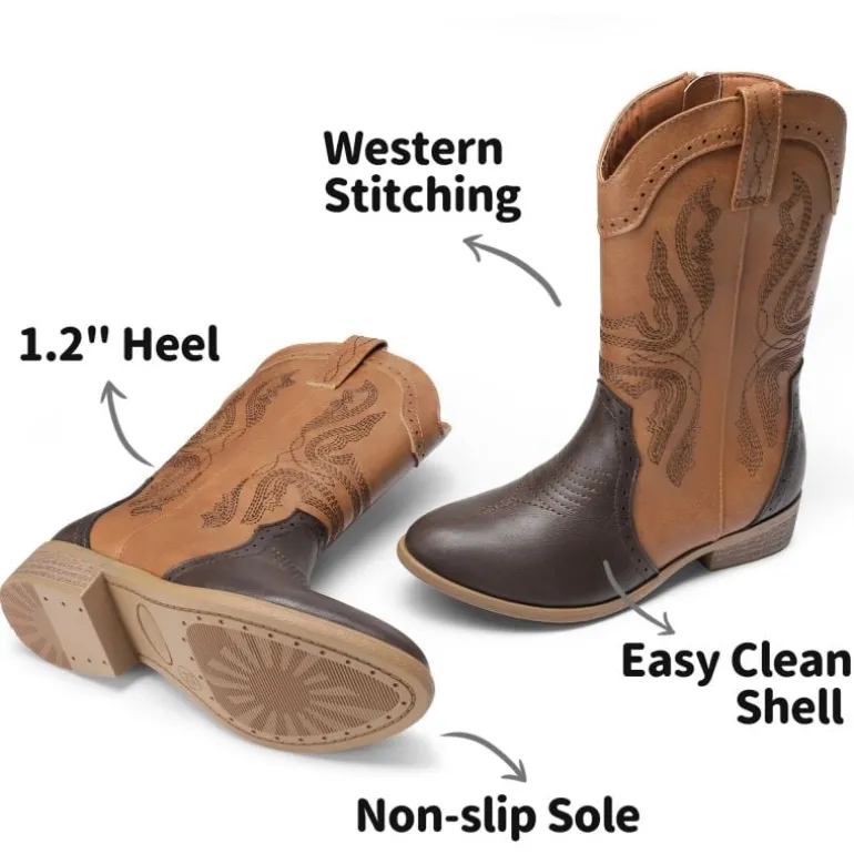 Kids Embroidery Western Cowboy Boots