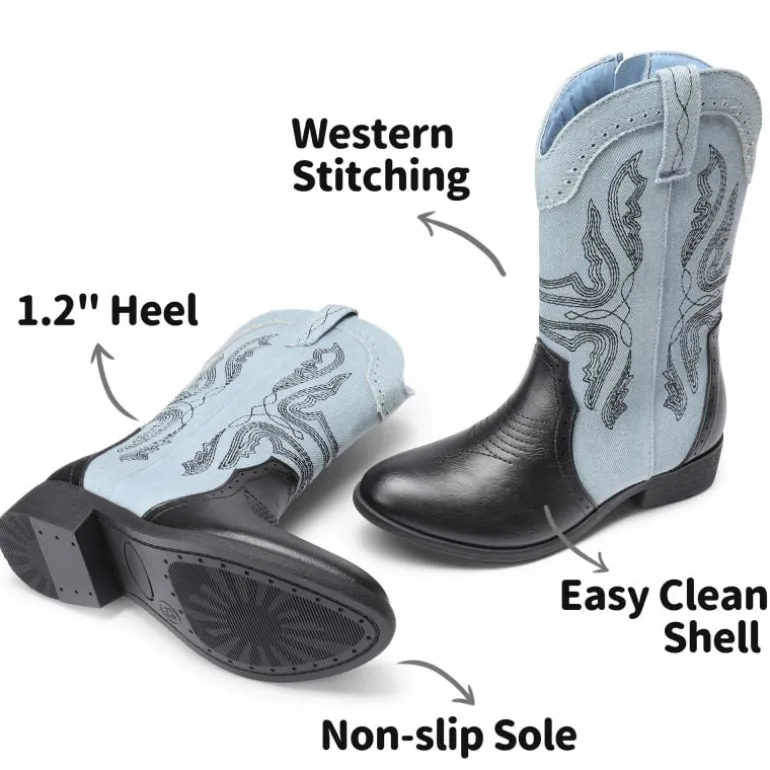 Kids Embroidery Western Cowboy Boots