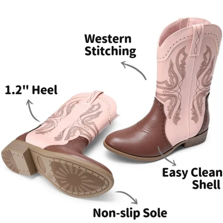 Kids Embroidery Western Cowboy Boots